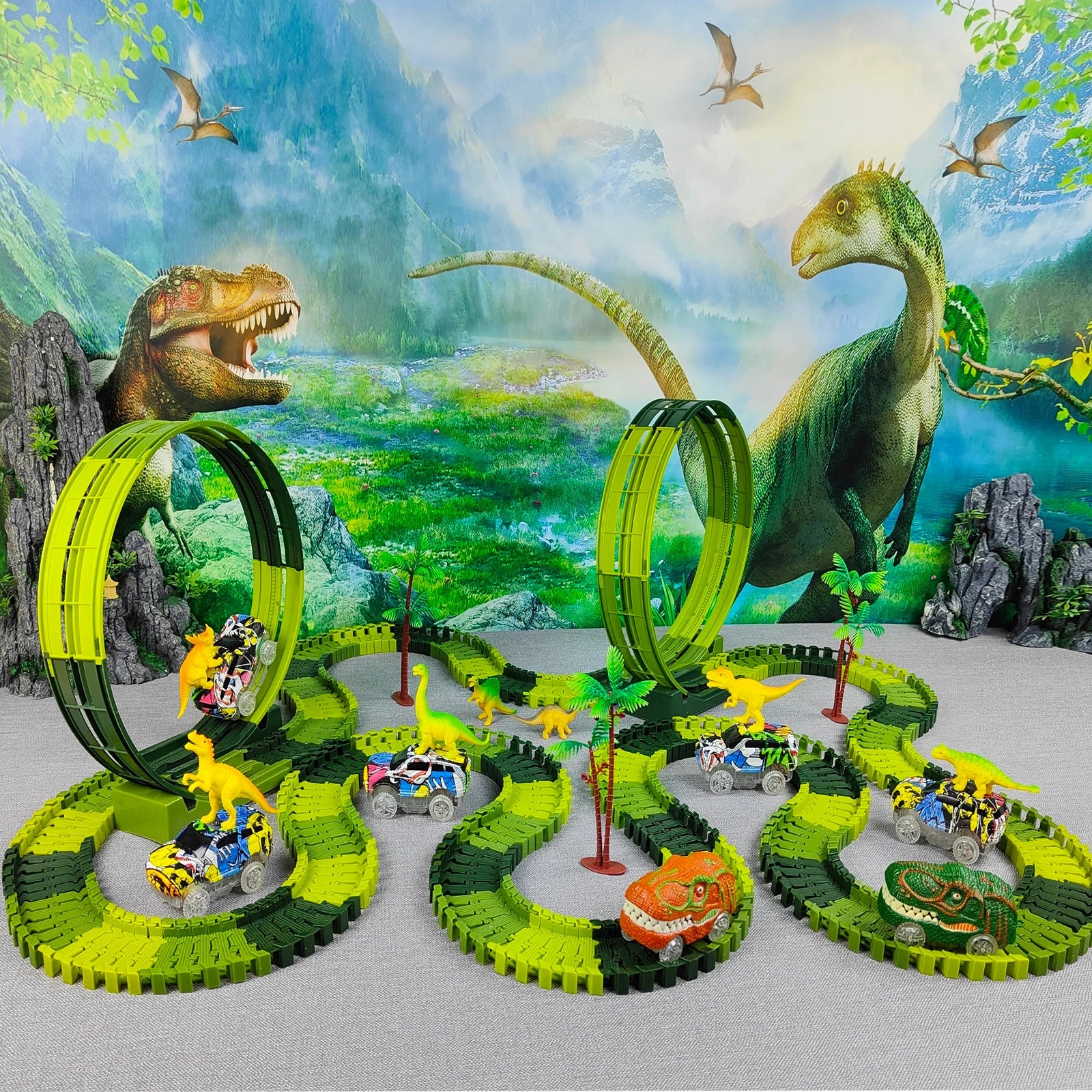 Magic Climbing Dinosaur Car Track Set - Flexible, Flashing, High-Quality Toy for Kids