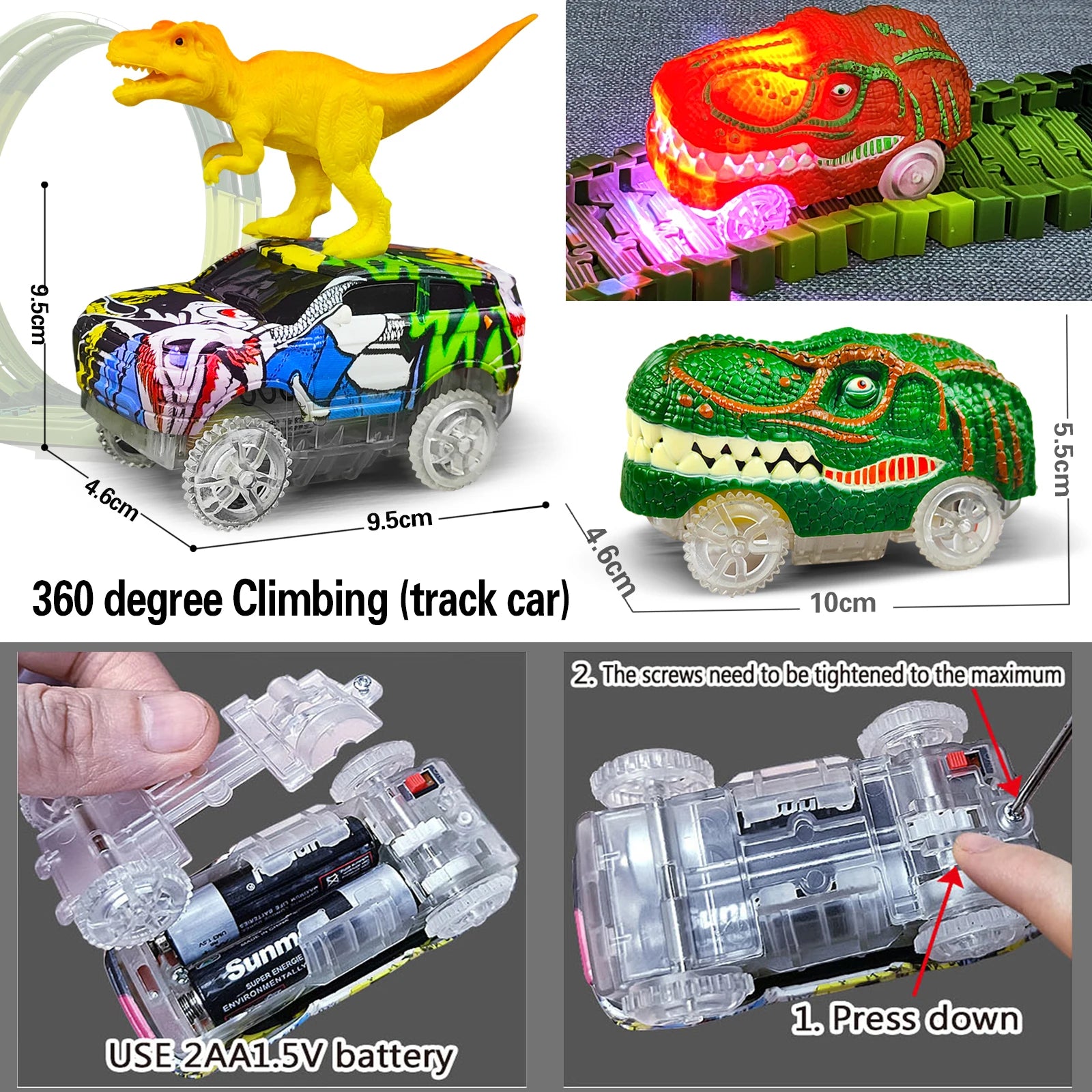 Magic Climbing Dinosaur Car Track Set - Flexible, Flashing, High-Quality Toy for Kids